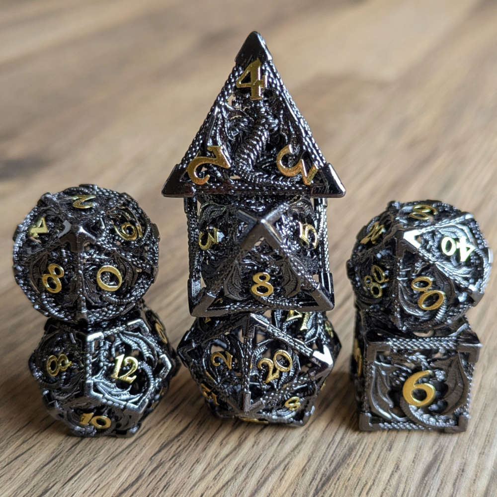 Black Gold Hollow Dragon Dice