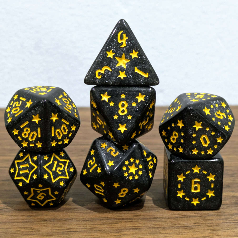Black Starry Scenes Dice Set