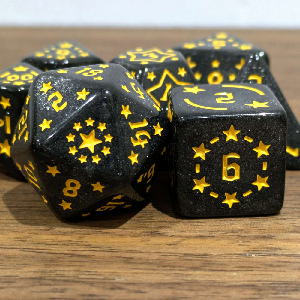 Black Starry Scenes Dice Set