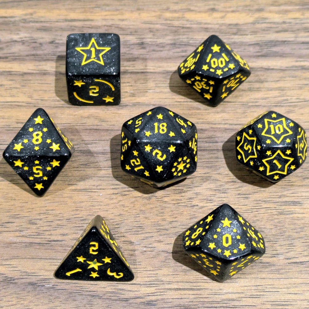 Black Starry Scenes Dice Set