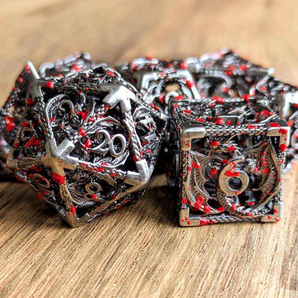 Blood Silver Hollow Dragon Dice