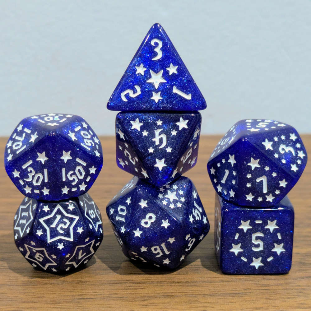 Blue Starry Scenes Dice Set