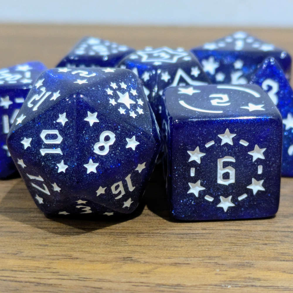 Blue Starry Scenes Dice Set