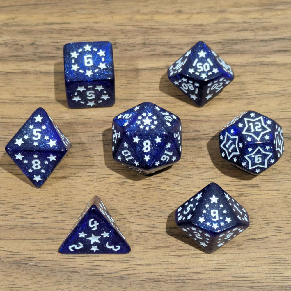 Blue Starry Scenes Dice Set