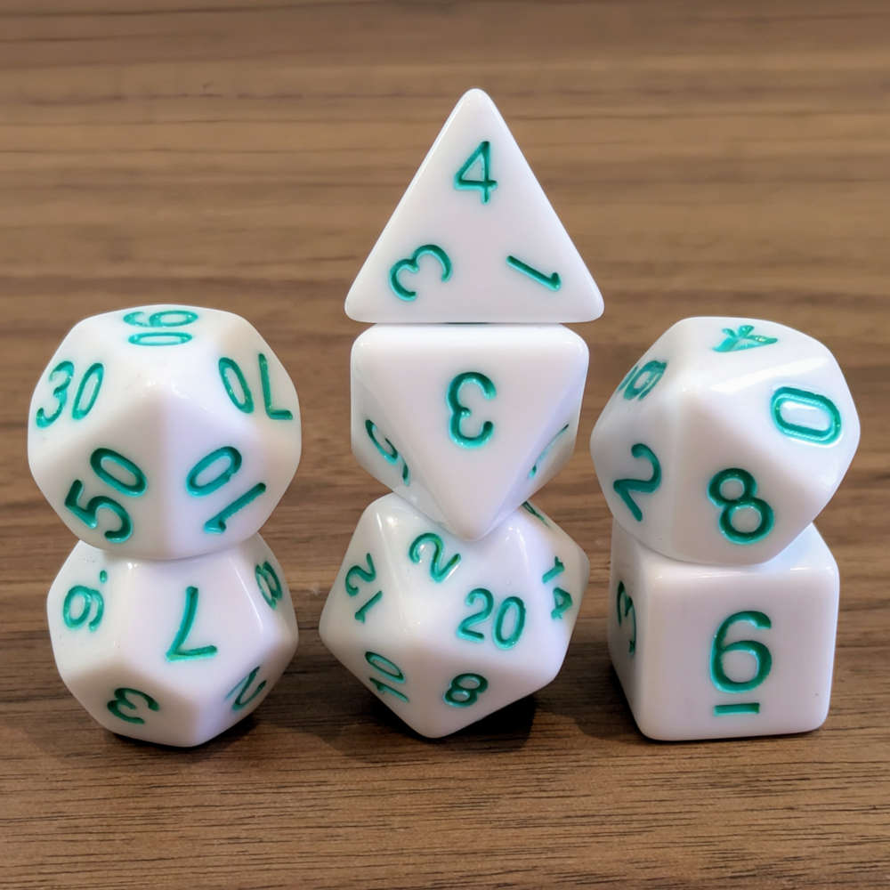 Blue White Moon Dice Set