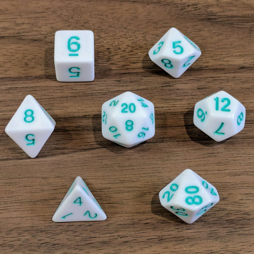 Blue White Moon Dice Set