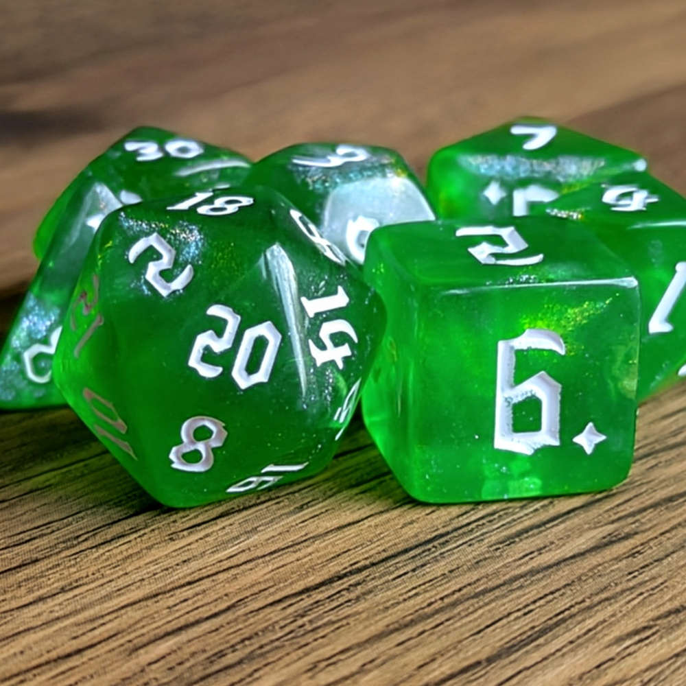 Glittery Emerald Dice Set