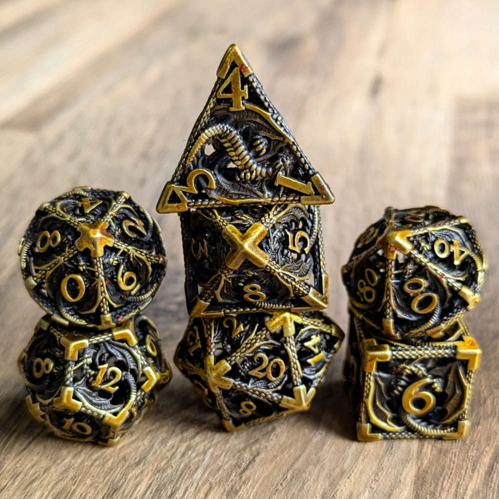 Gold Hollow Dragon Dice