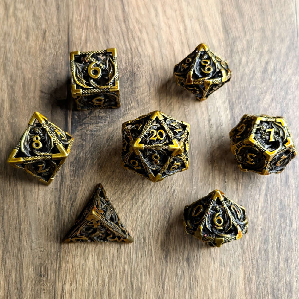 Gold Hollow Dragon Dice