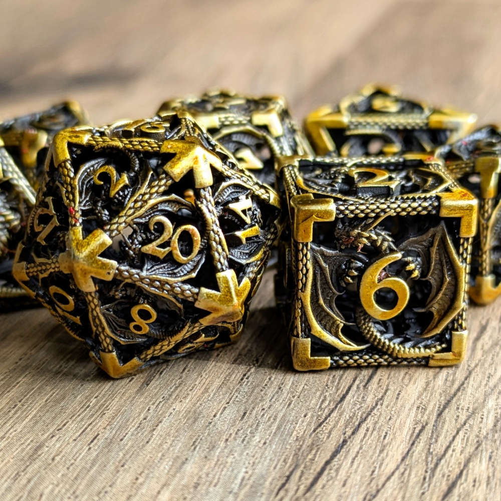 Gold Hollow Dragon Dice