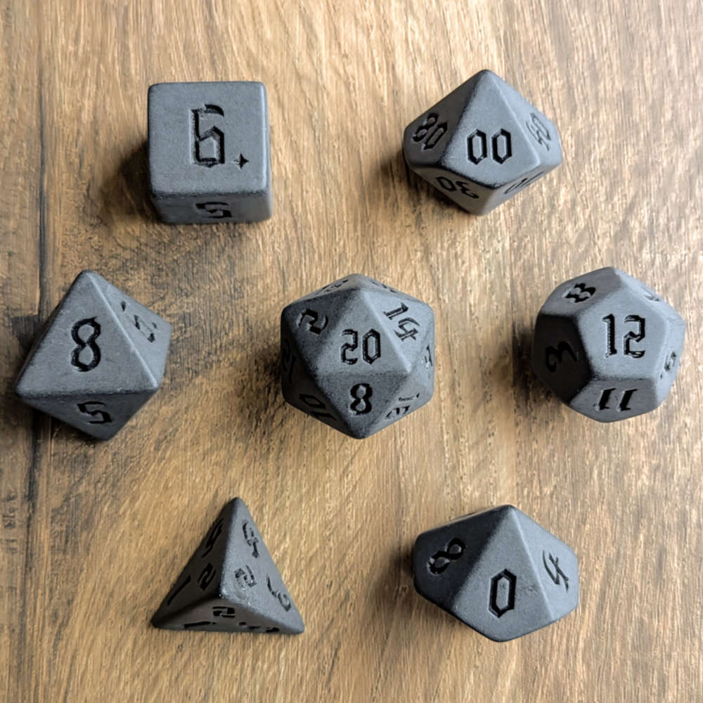 Gothic Charcoal Black Dice Set