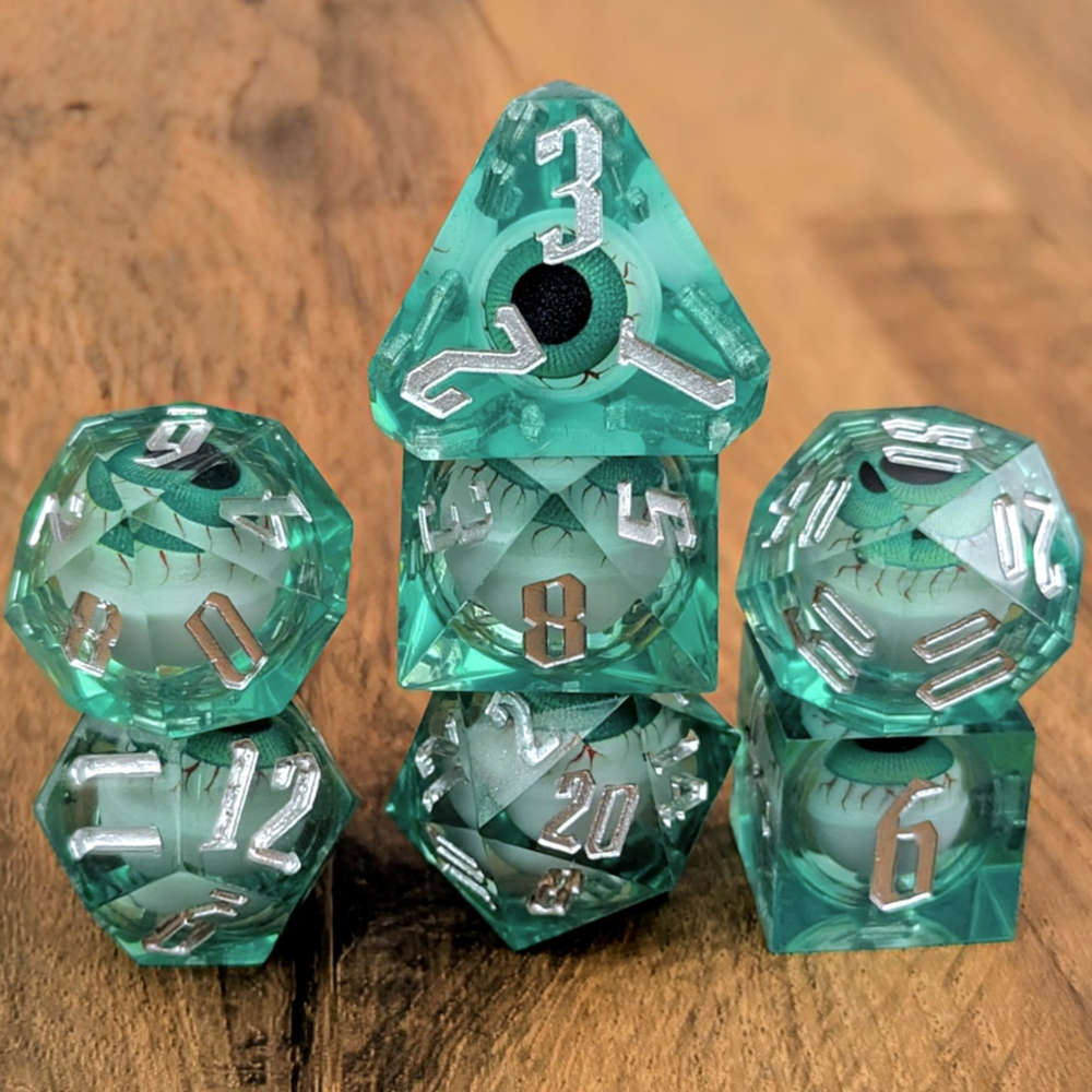 Eyeball Rolling Green Dice Set