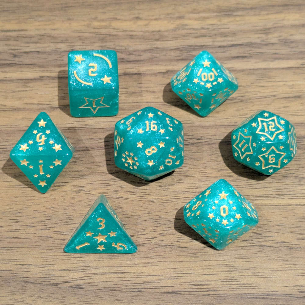 Light Blue Starry Scenes Dice Set