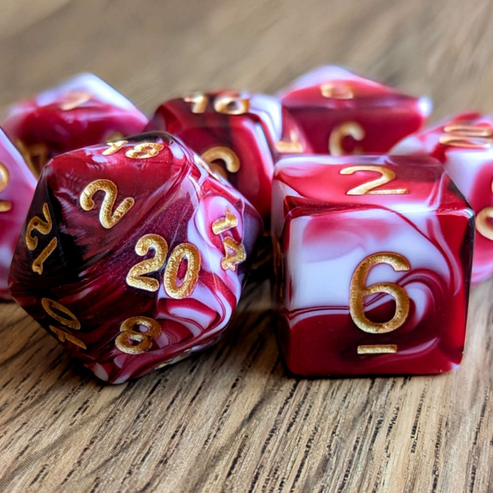 Marble Red Dice Set