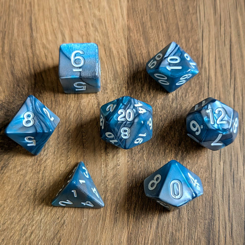 Marbled Blue Dice Set