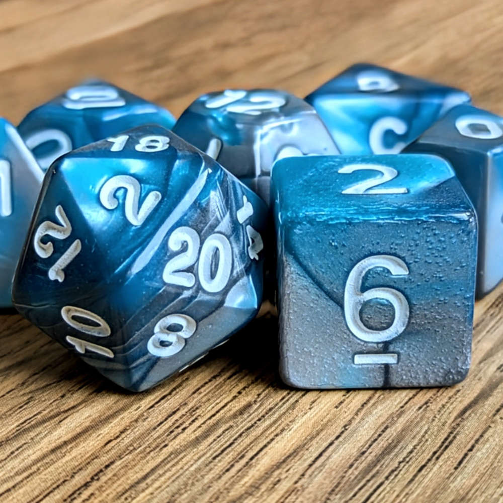 Marbled Blue Dice Set