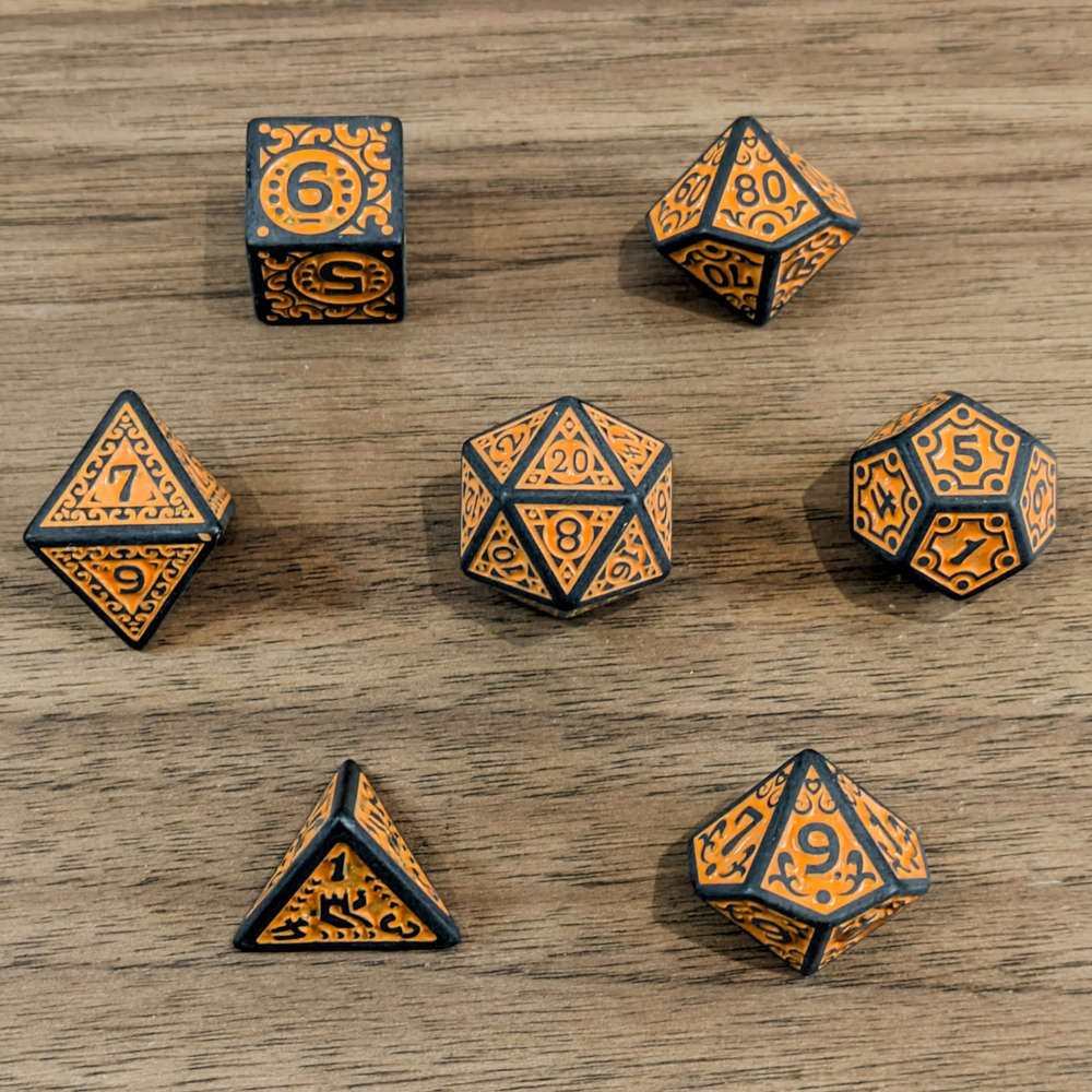 Orange Dwarven Runes Dice Set