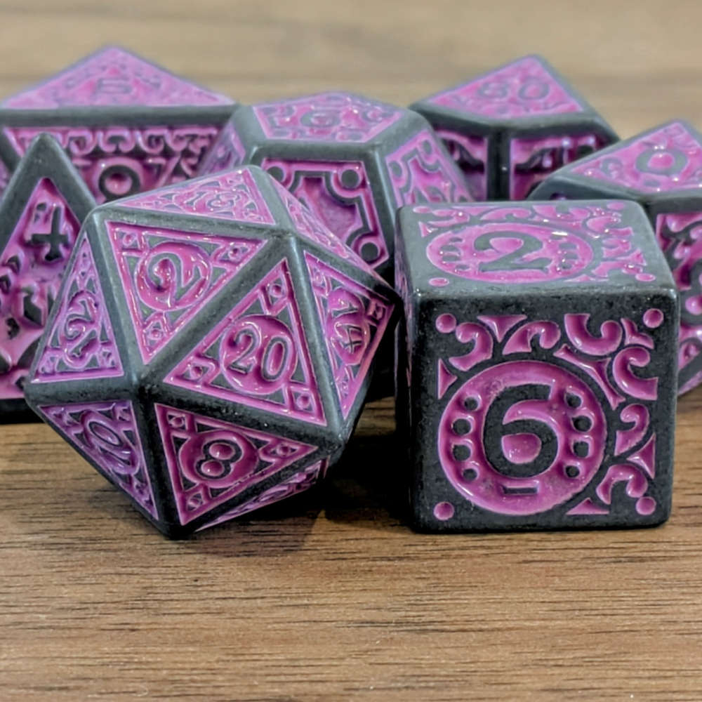 Pink Dwarven Runes Dice Set