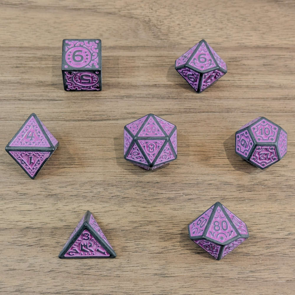 Pink Dwarven Runes Dice Set
