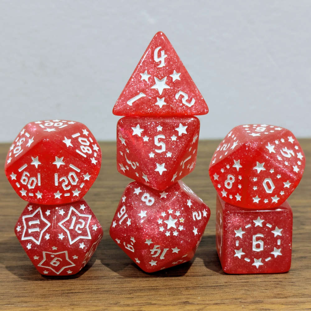 Pink Starry Scenes Dice Set
