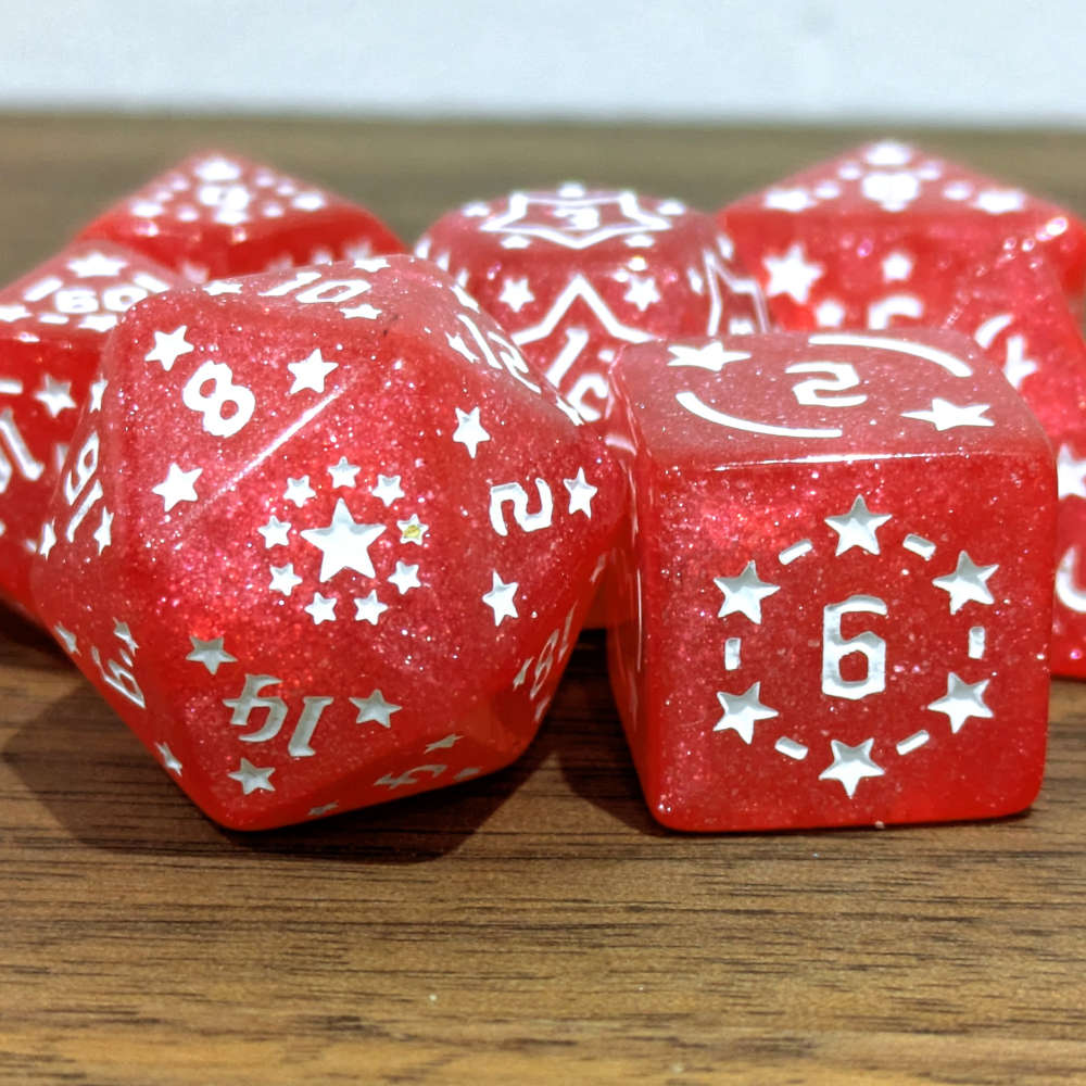 Pink Starry Scenes Dice Set