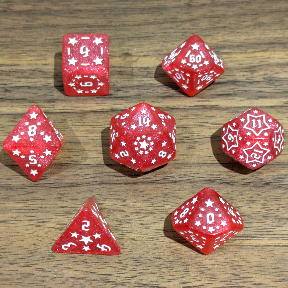 Pink Starry Scenes Dice Set