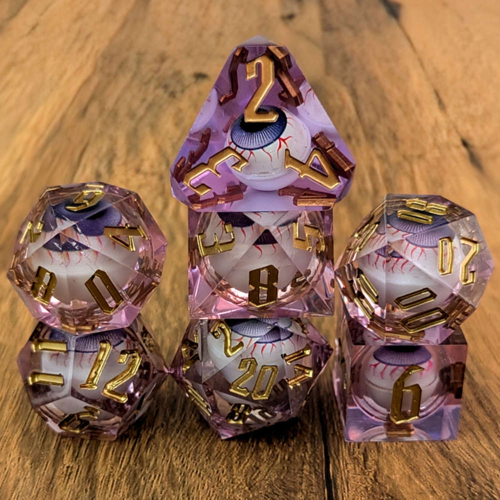 Eyeball Rolling Purple Dice Set