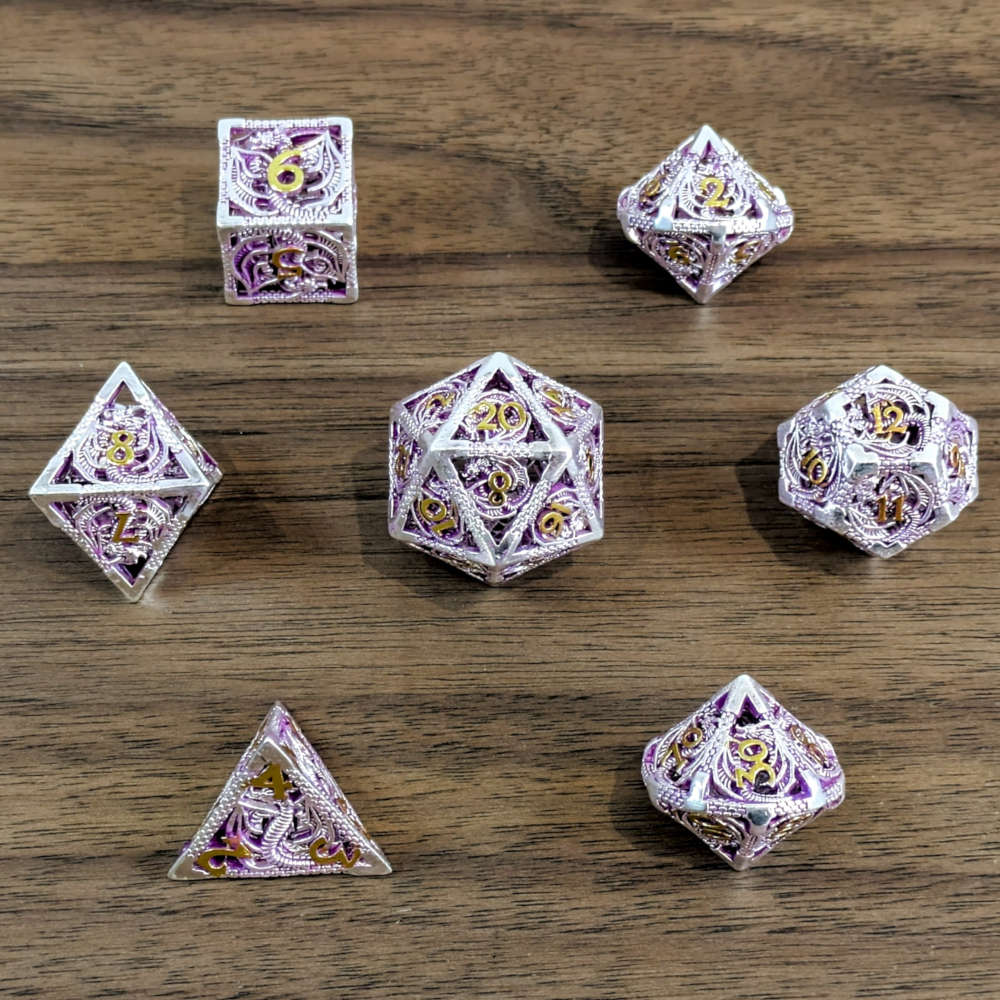 Purple Gold Hollow Dragon Dice