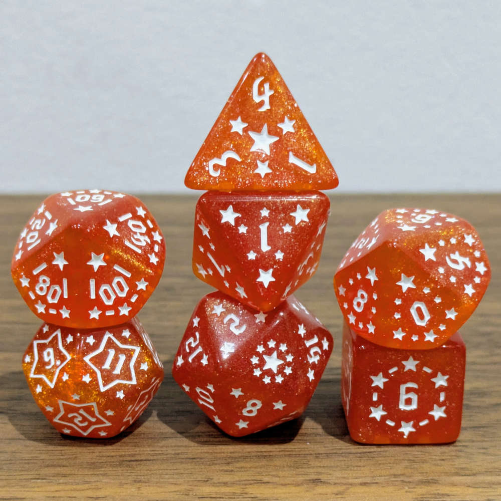 Red Starry Scenes Dice Set
