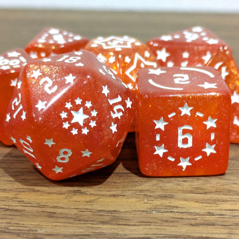 Red Starry Scenes Dice Set