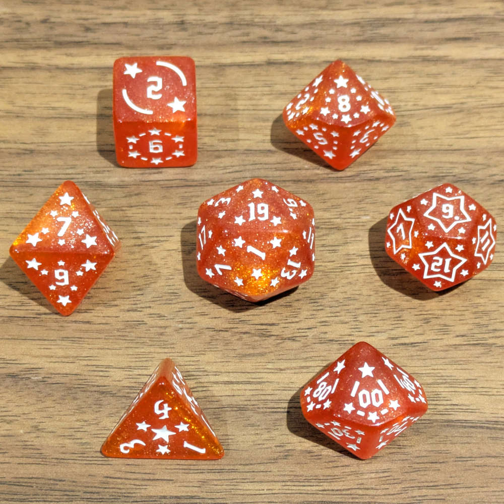 Red Starry Scenes Dice Set