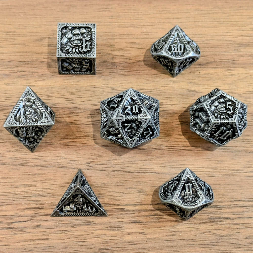 Silver Slumbering Dragon Dice