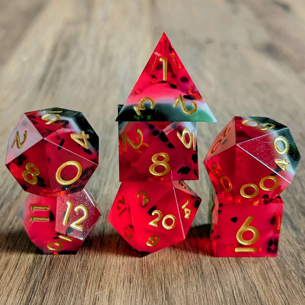 Watermelon Sharp Edge Dice Set