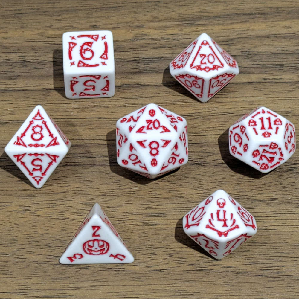 White Spooky Scary Skeletons Dice Set