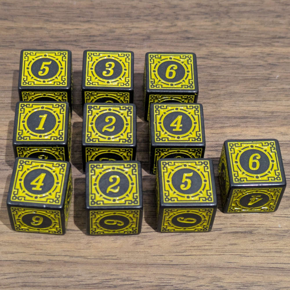 Yellow Runic D6 Dice Set