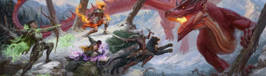 Adventurers fighting a dragon