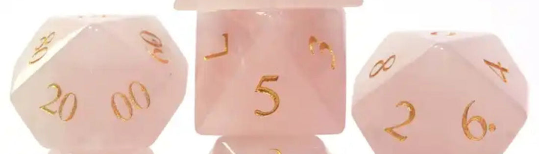 Pink crystal gemstone dice
