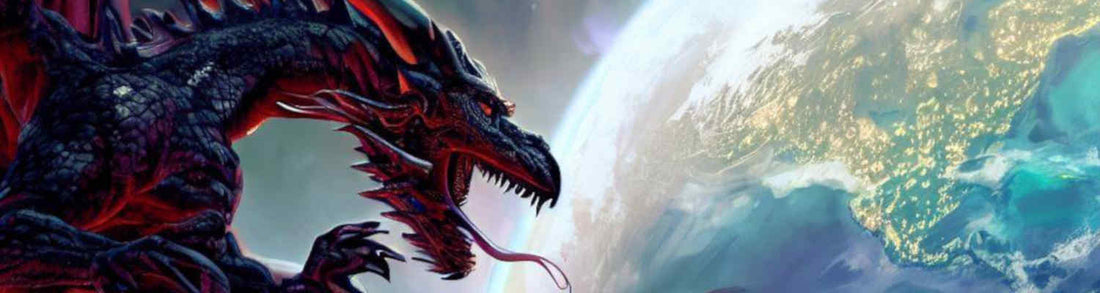 Dragon looking at the earth