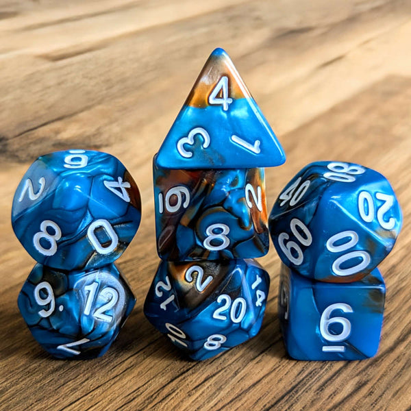 Azure Whirl Dice Set - Dice Dragons