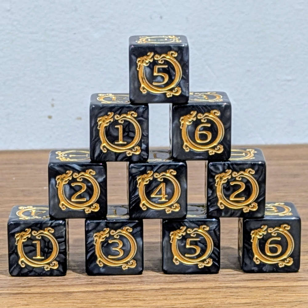 Black Ascendant Dragon D6 Dice