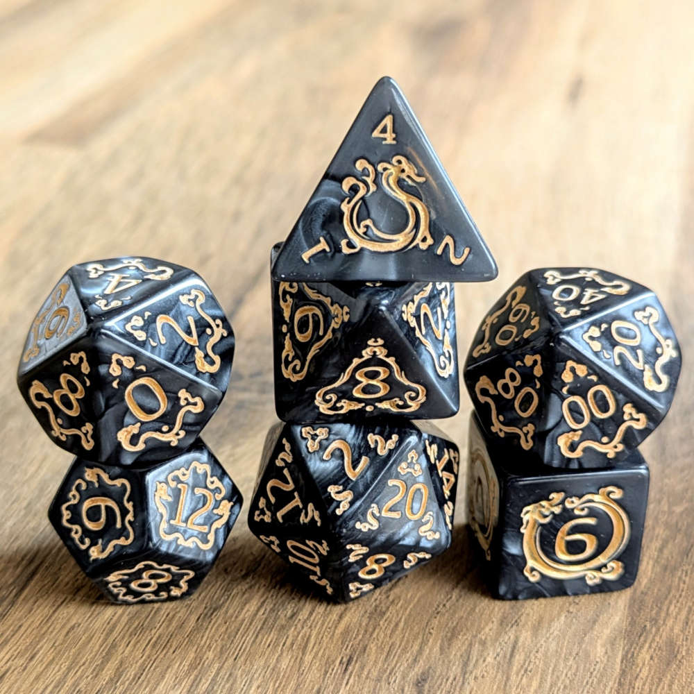 Black Ascendant Dragon Dice Set