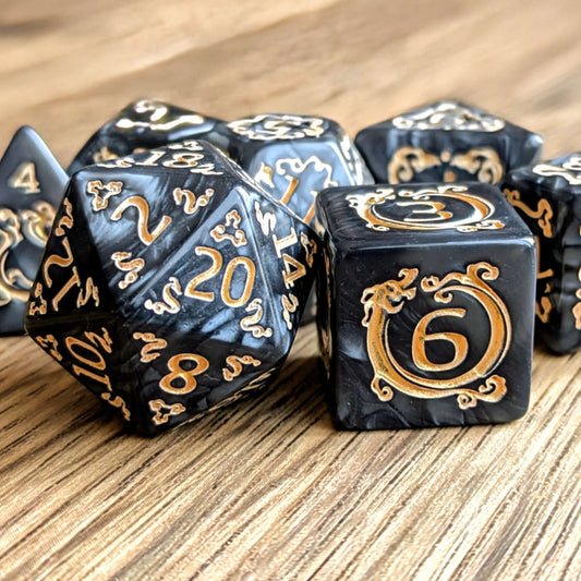 Black Ascendant Dragon Dice Set