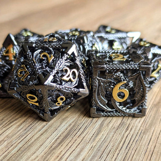 Black Gold Hollow Dragon Dice