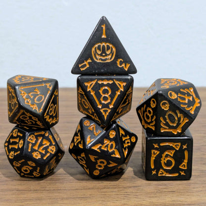 Black Spooky Scary Skeletons Dice Set