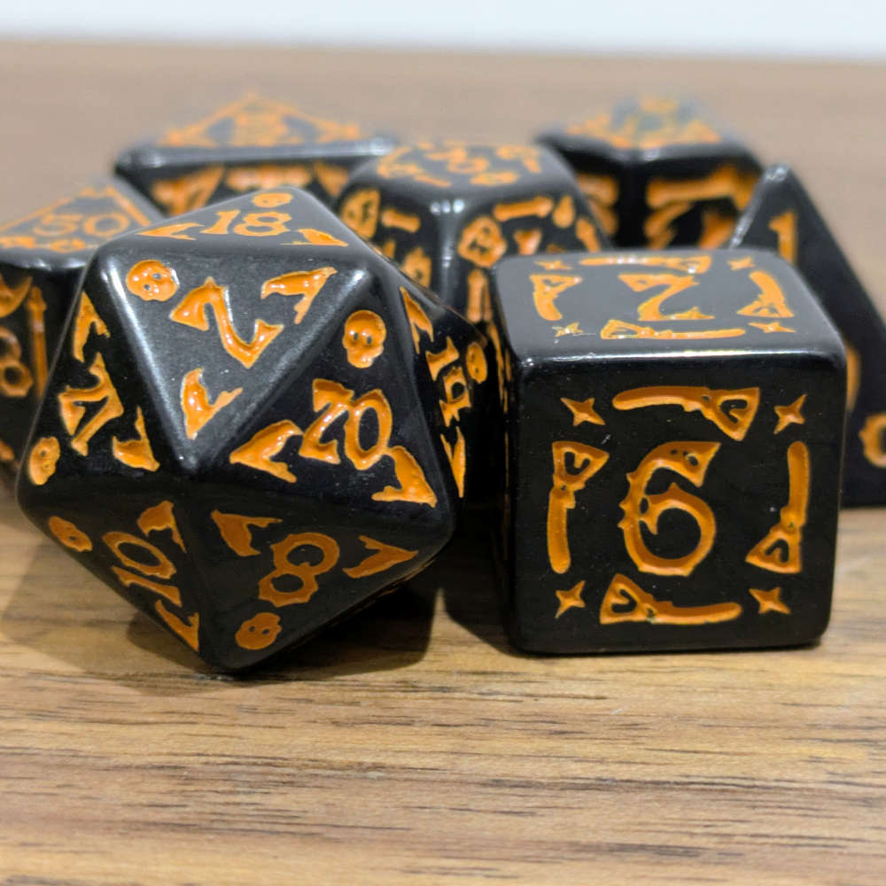 Black Spooky Scary Skeletons Dice Set
