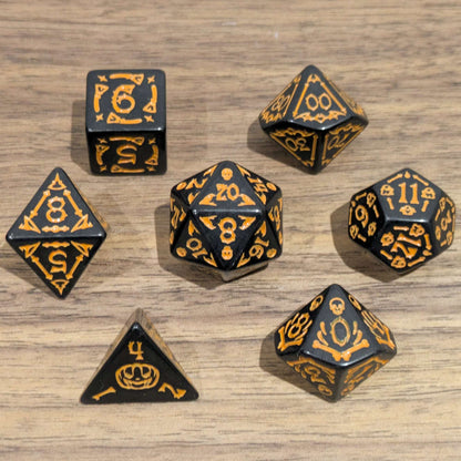 Black Spooky Scary Skeletons Dice Set