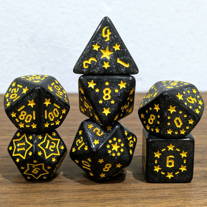 Black Starry Scenes Dice Set