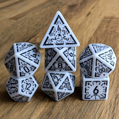 Black White Arcane Burst Dice Set