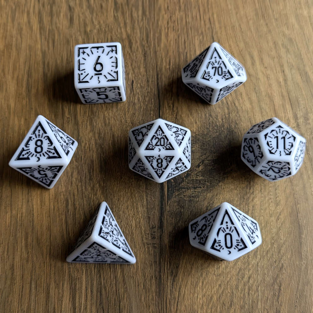 Black White Arcane Burst Dice Set