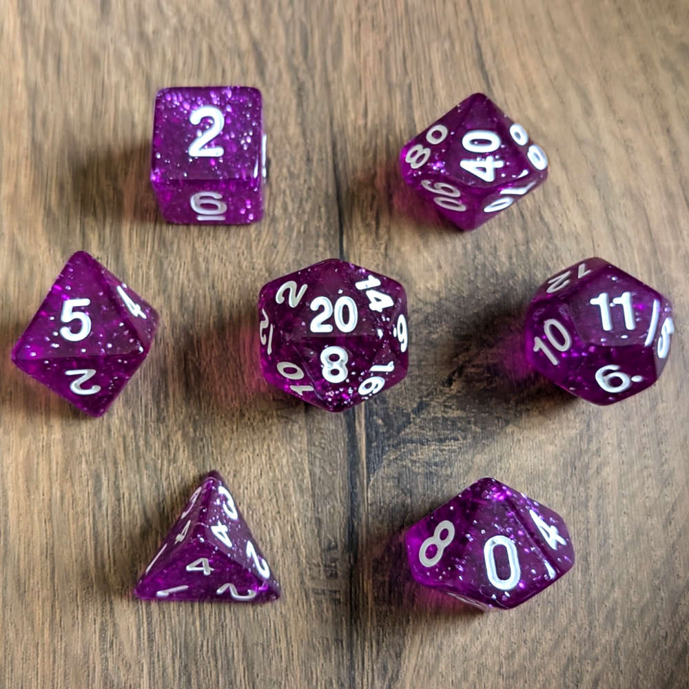Blazing Amethyst Dice Set